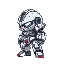 armored core style humanoid mecha side view head visor visible