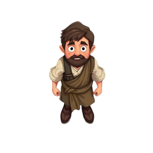 medieval peasant, baker, poor, ripped clothes, covered in dirt / flour