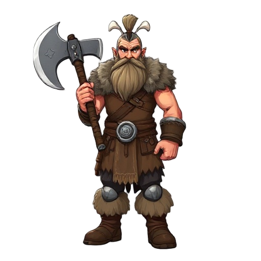 strong and tall northern warrior with a giant two-hand axe