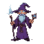 wizard, purple robe, magic staff, retro rpg