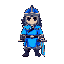 warrior, blue tunic, small sword