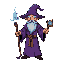 wizard, purple robe, magic staff, retro rpg
