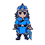 warrior, blue tunic, small sword
