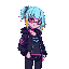 cyberpunk girl, neon hair, black jacket