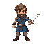 warrior, blue tunic, small sword