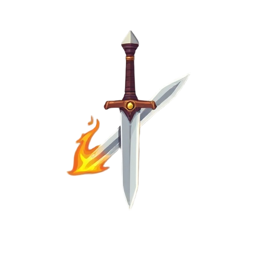 roman sword with blade in fire pixel simple