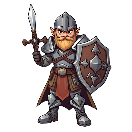 a warrior with sword and shield wearing heavy armor