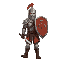 pixel comic medieval soldier with sword an shield walking animation secuence short men perfil