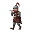 pixel comic medieval soldier with sword an shield walking animation secuence