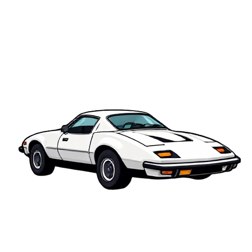 puma gt 1975, carro esportivo branco, pixel format, estilo retro 16-bit, sprite vista lateral