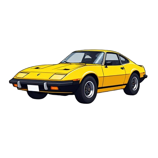 puma gt 1975, carro esportivo amarelo, rodas originais de fábrica,  estilo retro 16-bit, sprite vista lateral