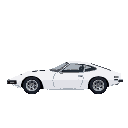 classic brazilian sports car puma gt 1975, white color, side view, detailed retro style, 16-bit, clean shading, vibrant colors, small sprite suitable for old-school games
