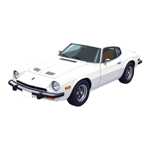 classic brazilian sports car puma gt 1975, white color, side view, detailed retro style, 16-bit, clean shading, vibrant colors, small sprite suitable for old-school games