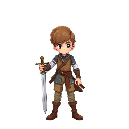 make a boy 13 years old with the sword  