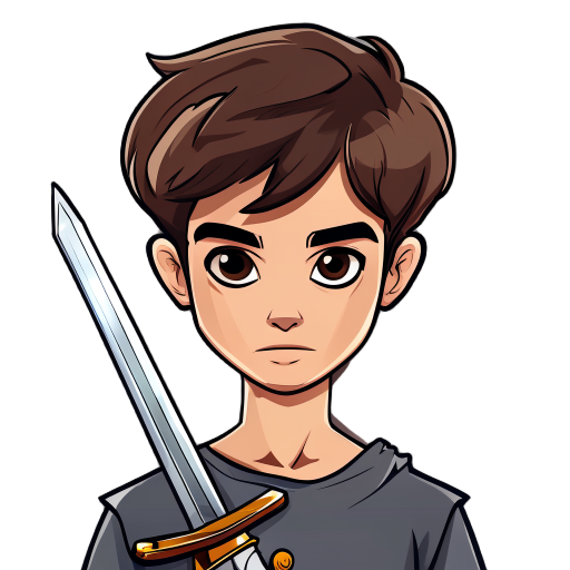 make a boy 13 years old with the sword  
