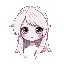 little girl, long flowing hair, white hair, purple eyes, thick eyebrows, wondered expression
