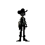 silhouette with delicate colours details of cowboy looking like lucy luke 