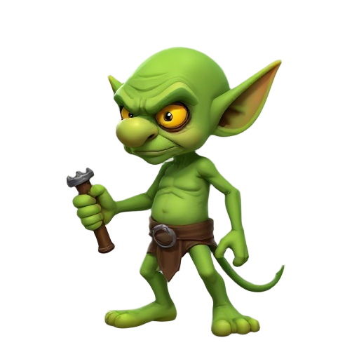 from the side, realistic, goblin, green, yellow eyes, no hair, big nose, mean face, holding a club in one hand
