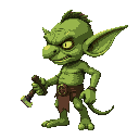 from the side, realistic, goblin, green, yellow eyes, no hair, big nose, mean face, holding a club in one hand
