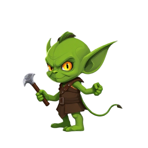 from the side, realistic, goblin, green, yellow eyes, no hair, holding a club in one hand
