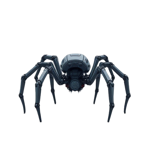 a mechanical spider facing left