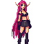 elf warrior, skirt, high heels, long pink hair,