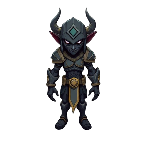  a character that looks like a technological blackshmith and looks like hades game artwork