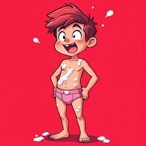 sexual face - boy - with panties - pink panties - milk all over the body - red face with excitement 