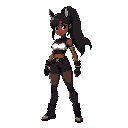 eu quero uma mulher capoeirista negra com um rabo de cavalo, roupas remetentes ao brasil e no estilo de pixel arte de street fighter 3