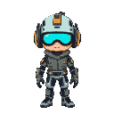 a cyberpunk human character for an automation game 