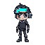 a cyberpunk human character for an automation game 