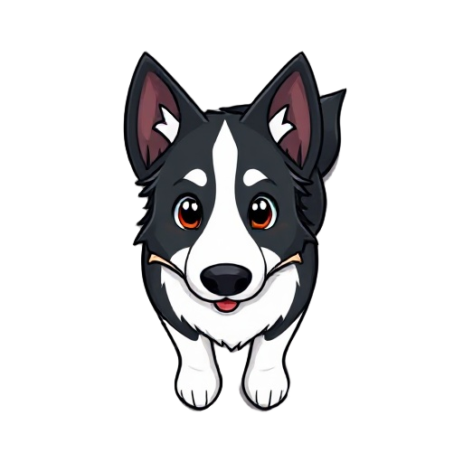 dog border collie; the overall design should be cute