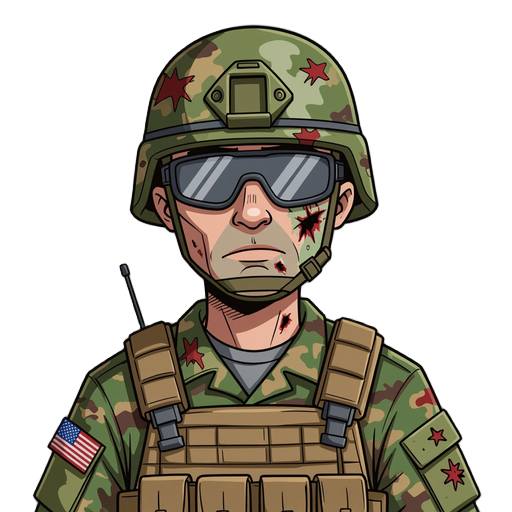 american soldier post apocalipse zombie equiped with military clothes and helmet