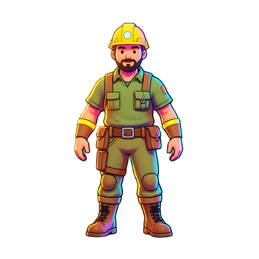humano para jogo idle focado em construção, caça e exploração