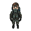 of a male character,  a full-face gas mask inspired by chernobyl gear, and a blue oxygen tank on his back. realistic