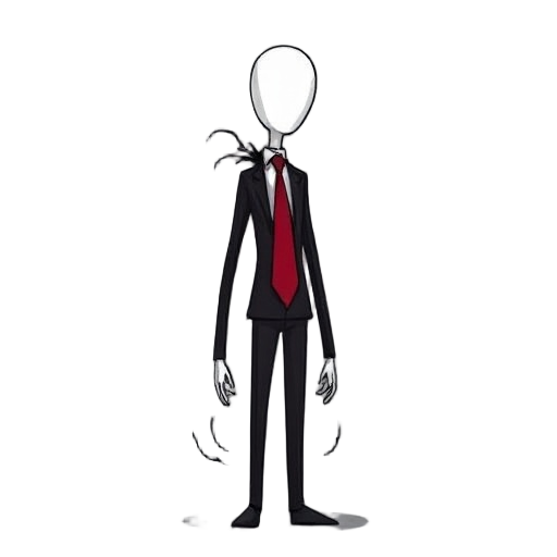 slenderman, standing facing forward, black tendrils coming out of his back, wearing suit and red tie, no face 