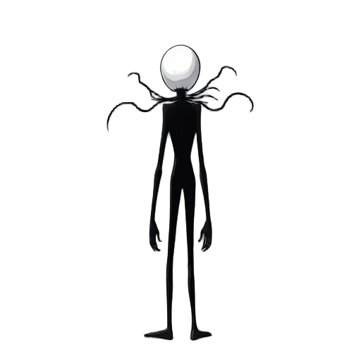 slenderman, standing facing forward, black tendrils coming out of his back