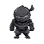 a metal slug style ninja that morphs with its shadow, thick black outline