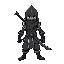 a metal slug style ninja that morphs with its shadow, thick black outline