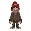 a homeless man that only has a single tooth, uses a beanie hat and lost everything through gambling