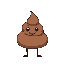 a poo with a smiling face and two simple stick legs, the poo doesn't have arms.
