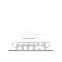 minimalist white silhouette icon of a world war ii tank, side view, with a long barrel facing right. flat design, clean and simple, on transparent background, suitable for strategy game interface.