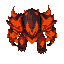ire guardian boss, a massive lava creature made of molten rock with glowing cracks and fiery armor, bright orange and dark basalt palette, dramatic lighting and shading
