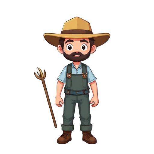 a human farmer pixel chibi