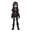 a young woman with long, unkempt hair and haunted eyes, wearing a tattered jacket and boots.
