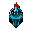 stylized obsidian knight helmet icon with a sharp red crest, glowing edges, and minimal cyan glow