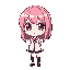can you draw an sprite of an anime girl? i want her to have her hair color pink, big anime eyes 