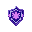 abstract magic shield icon with glowing purple runes and sharp edges