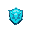 futuristic shield core icon glowing cyan, with geometric symmetry and sharp edges