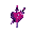 fused heart and dagger design with glowing purple lines